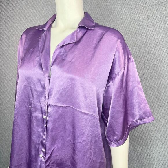 VTG Victorias Secret Purple Night Shirt Satin Gold Label‎ - Picture 4 of 5